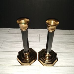 Vintage Pair Of Solid Brass Candle Stick Holder Valsan Portugal 7½”in Tall